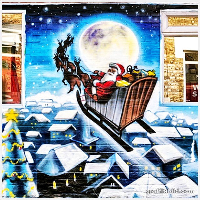 Weihnachten, straßenkunst, graffiti, merry christmas street art