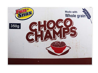 Fun Snax Choco Champs Cereal 350g x 10 on white bacckground