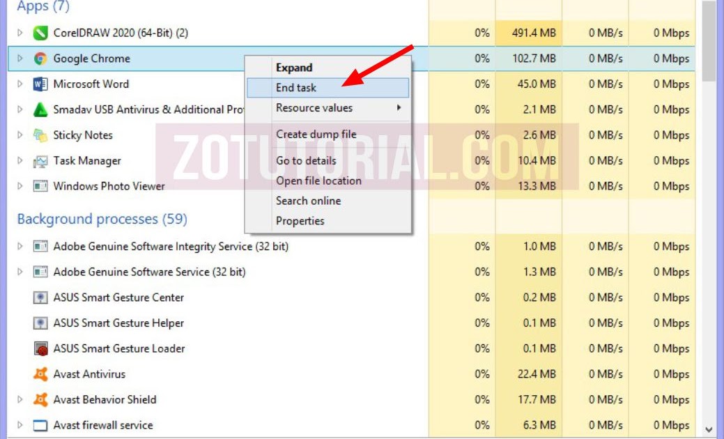 5 Cara Mematikan Paksa Aplikasi di Windows 10/8/7 - zotutorial