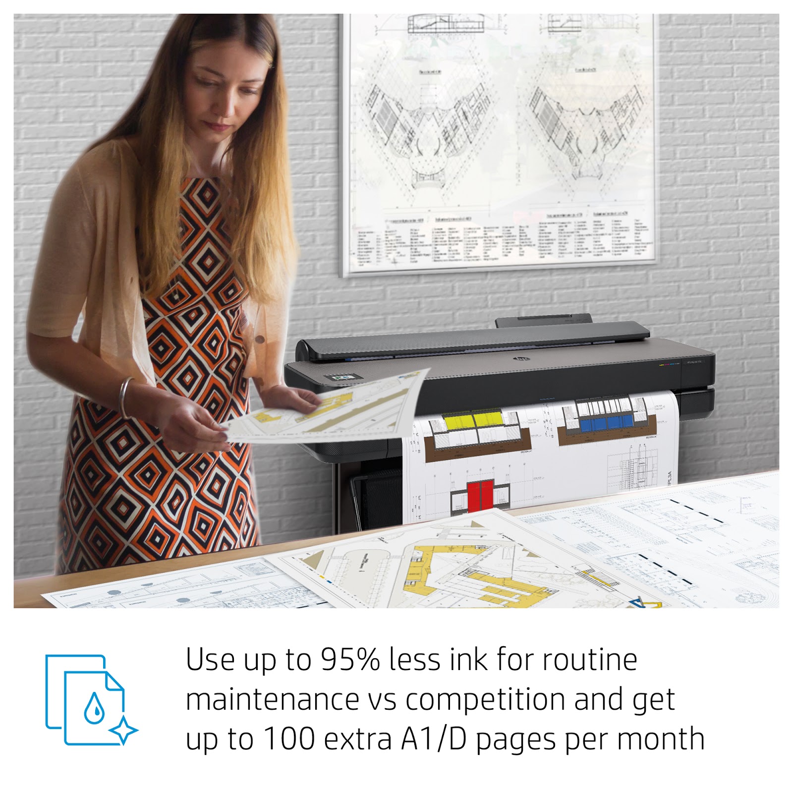 Fitur HP Designjet T200/T600 Series HP Designjet T250/T650, maintenance routin mengkonsumsi tinta 95% lebih rendah
