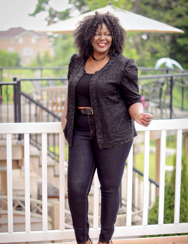 How to Wear vintage #Sequins jacket and still look chic #ootd #plussize #croptop #fashion- women #psblogger #curves