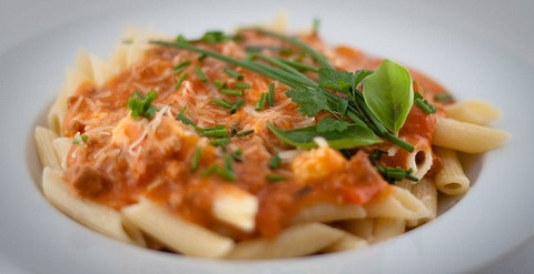 Penne Pasta with Bolognese Sauce and Coconut Milk