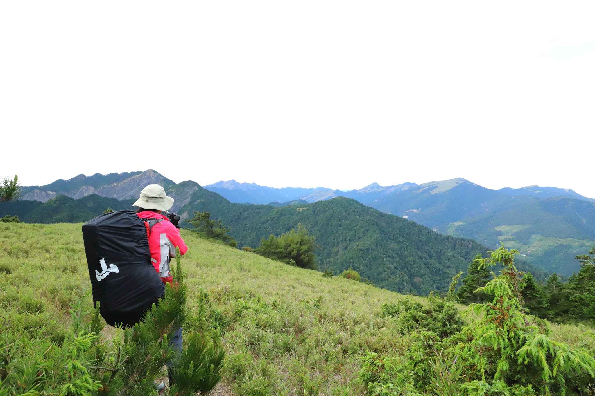 北二段縱走行經人待山，可見畢祿山以及畢祿斷崖