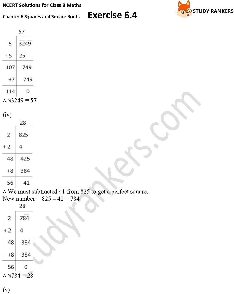 NCERT Solutions for Class 8 Maths Ch 6 Squares and Square Roots Exercise 6.4 11