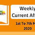 Weekly Current Affairs 1st To 7th May 2020