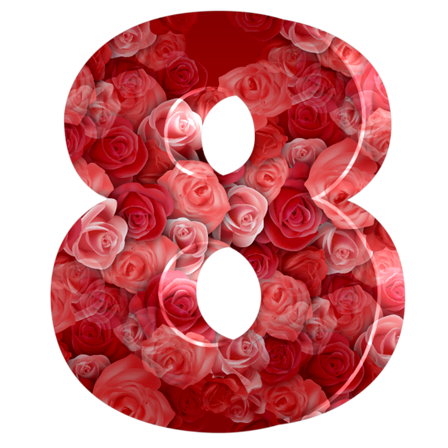 M. Michielin Alphabets RED ROSES SEAMLESS ALPHABET, NUMBERS AND ICONS PNG