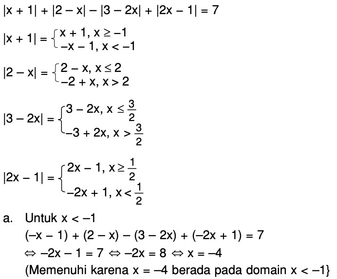Diketahui Persamaan x 1 2 X 3 2x 2x 1 7