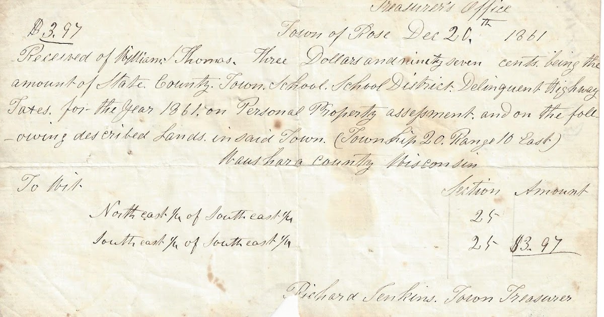 Pieces of Wild Rose, WI Area Genealogy and My Own William J Thomas Tax