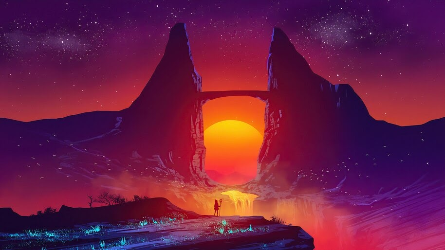 Sunset Scenery Fantasy Landscape Digital Art 4k 62525 Wallpaper