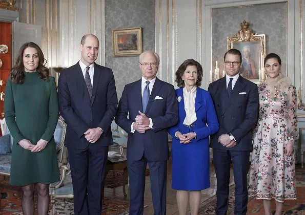 Crown Princess Victoria wore Camilla Thulin floral dress, Kate Middleton wore a new Catherine-Walker green dress