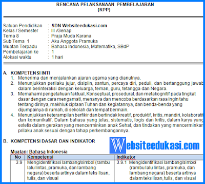 RPP Kelas 3 Tema 8 Revisi 2018