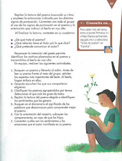 Apoyo Primaria Español 4to Bloque III lección 8 Leer poemas en voz alta