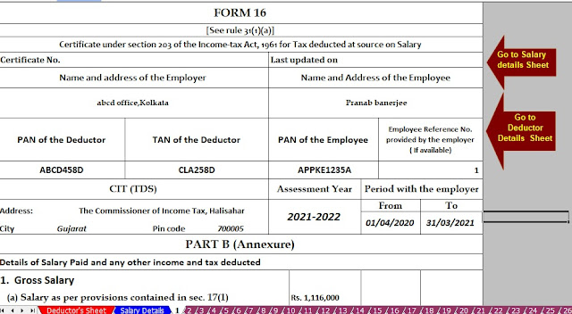 Automated Income Tax Revised Form 16 Part A&B for the A.Y.2021-22