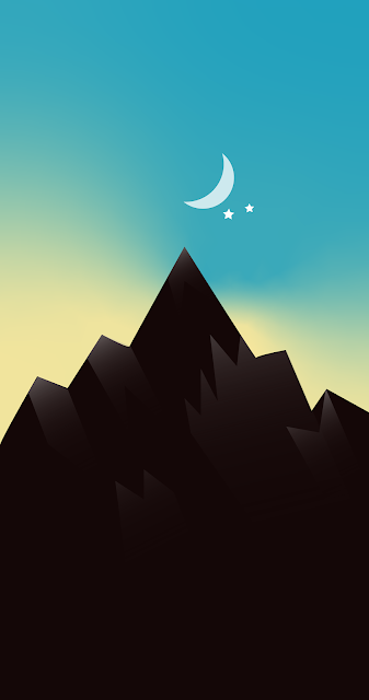 Wallpaper minimalist mountain with one star for mobile phone