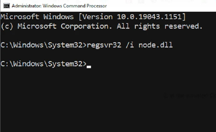 Register node.dll Command Prompt