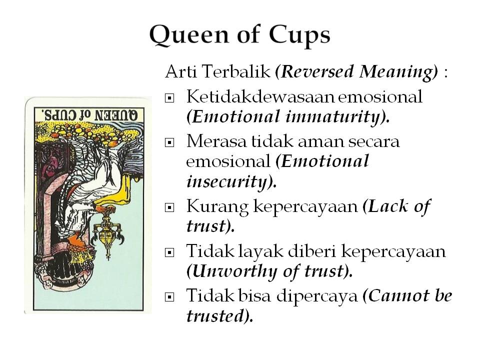 Priskha's Tarot Notes Arti Queen of Cups tegak vs Terbalik secara