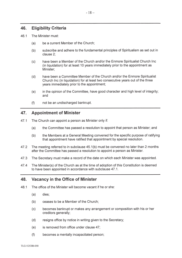 Constitution of The Congregation of the Enmore Spiritualist Church Incorporated Constitution of The Congregation of the Enmore Spiritualist Church Incorporated