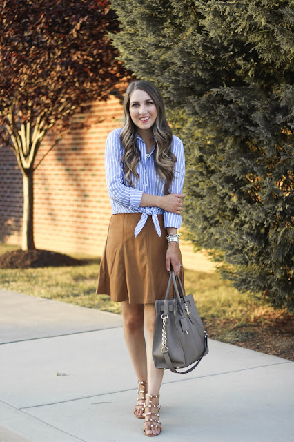 STYLING A FAUX SUEDE SKIRT FOR FALL | A Classy Fashionista