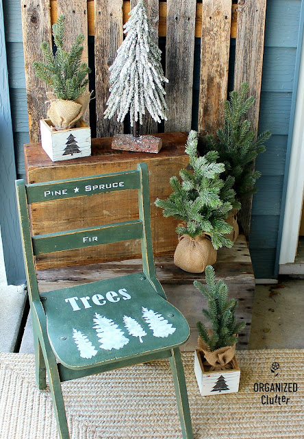 Vintage Child's Chair Upcycle With Milk Paint & Stencils #oldsignstencils #stencil #rusticChristmas #Christmastrees #Christmasdecor #upcycle