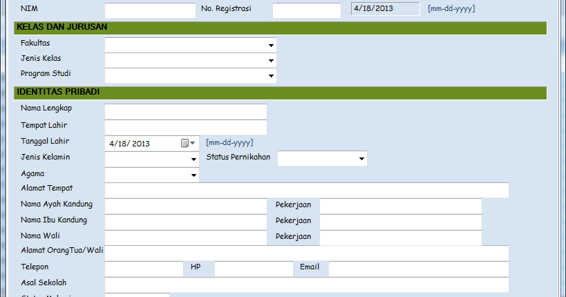 Contoh Database Mahasiswa Dengan Access Contoh Enem