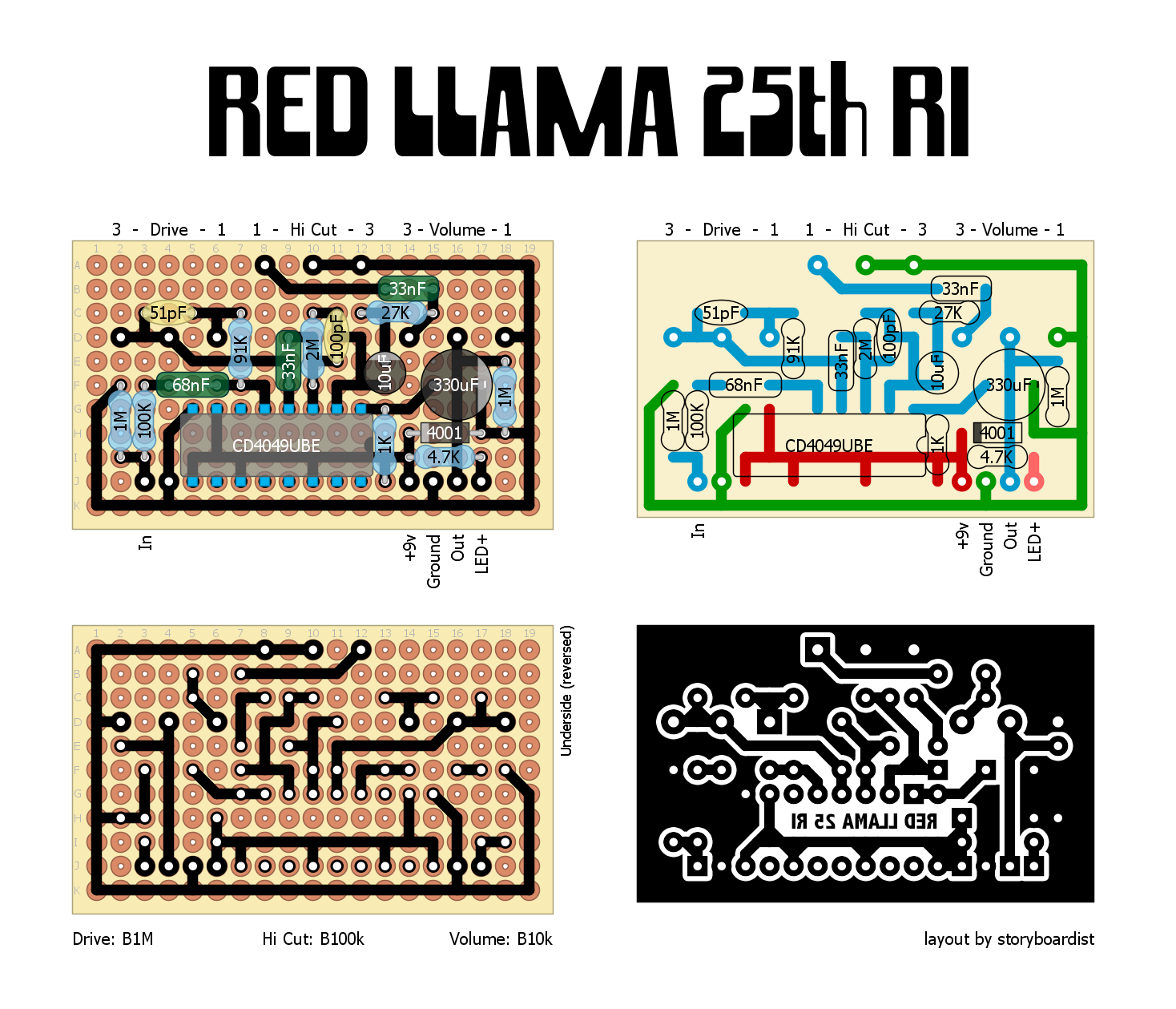 Perf and PCB Effects Layouts: Way Huge Red Llama 25th Anniversary Reissue