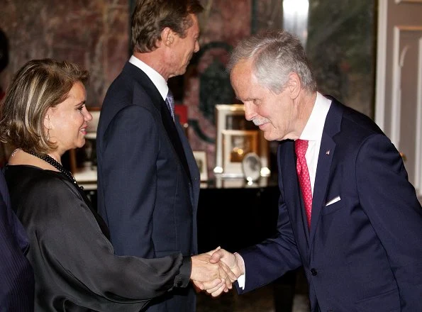 Grand Duke Henri, Duchess Maria Teresa, Prince Guillaume and Duchess Stéphanie hosted a garden party. Princess Stéphanie wore Elie Saab dress