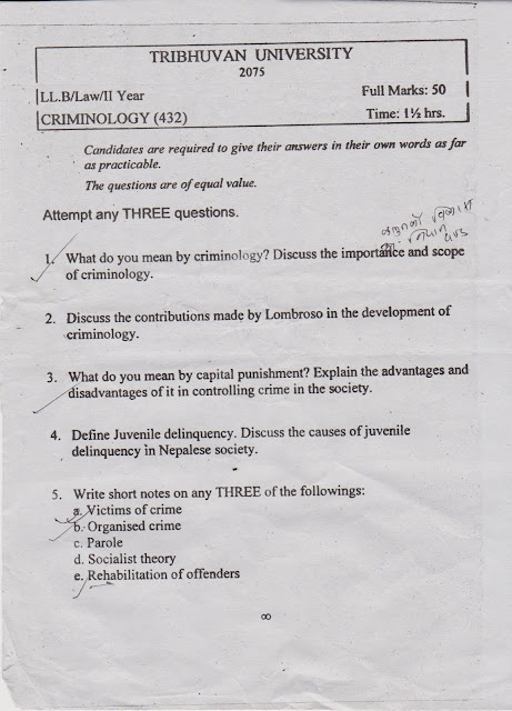 criminology question paper llb