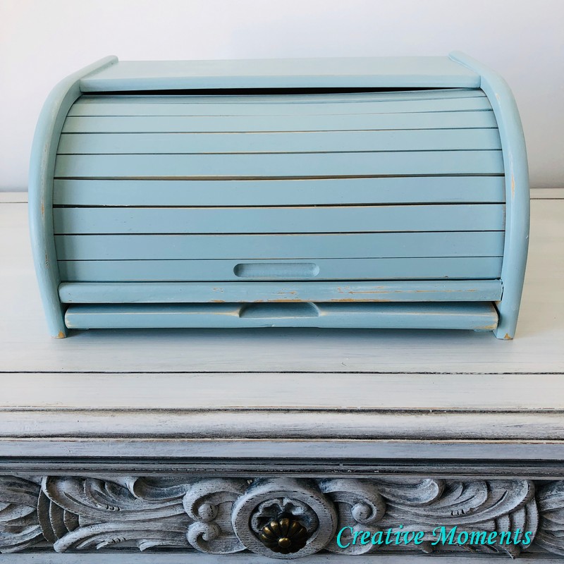 Rustic Serenity Blue Bread Box