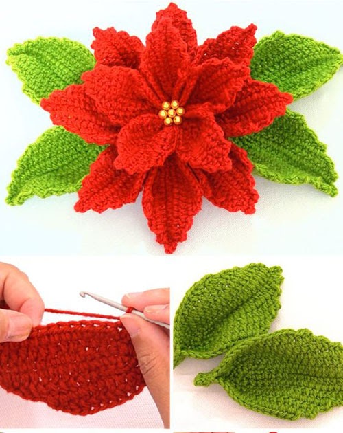 Beautiful Skills - Crochet Knitting Quilting : Crochet Poinsettia Flower -  Tutorial
