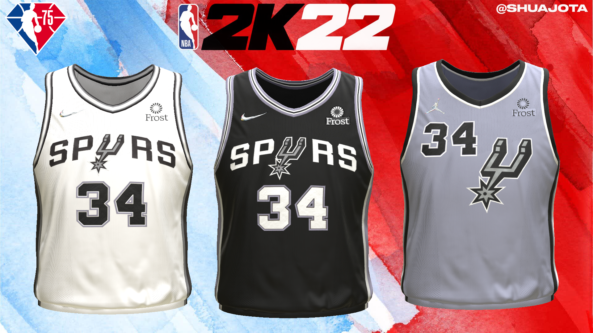 NBA 2K22 2022-23 San Antonio Spurs Hardwood Classic Jersey - By Cheesyy