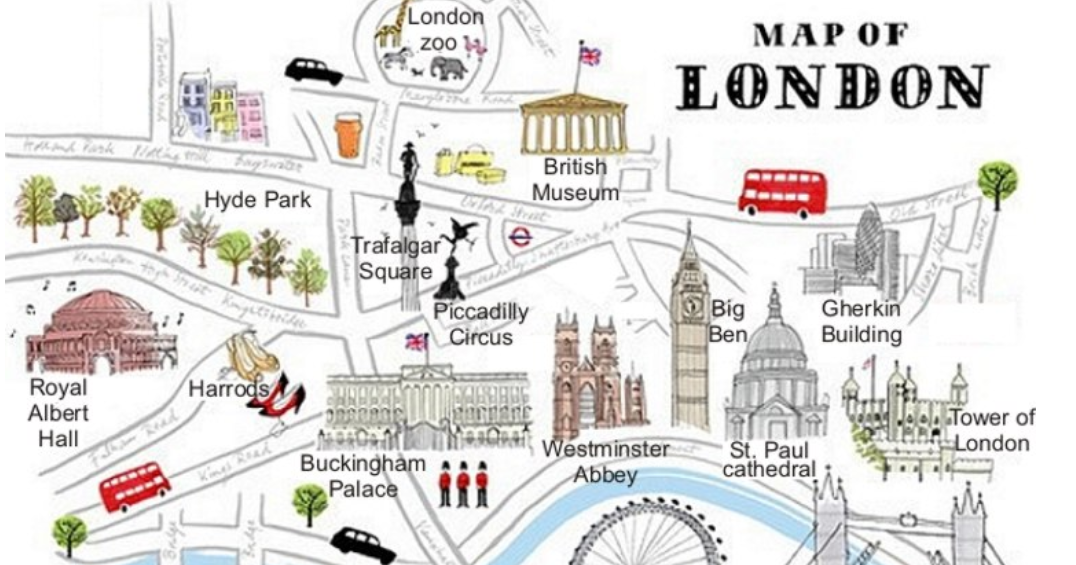 A trip to london. Карта Лондона. Карта Лондона с достопримечательностями. Карта города для изучения английского. Карта Лондона с достопримечательностями на английском.