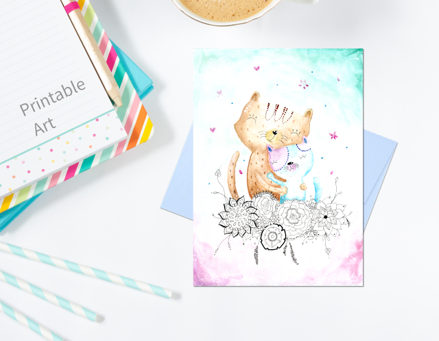 Watercolor Cats Wall Art Watercolor Cats Wall Art