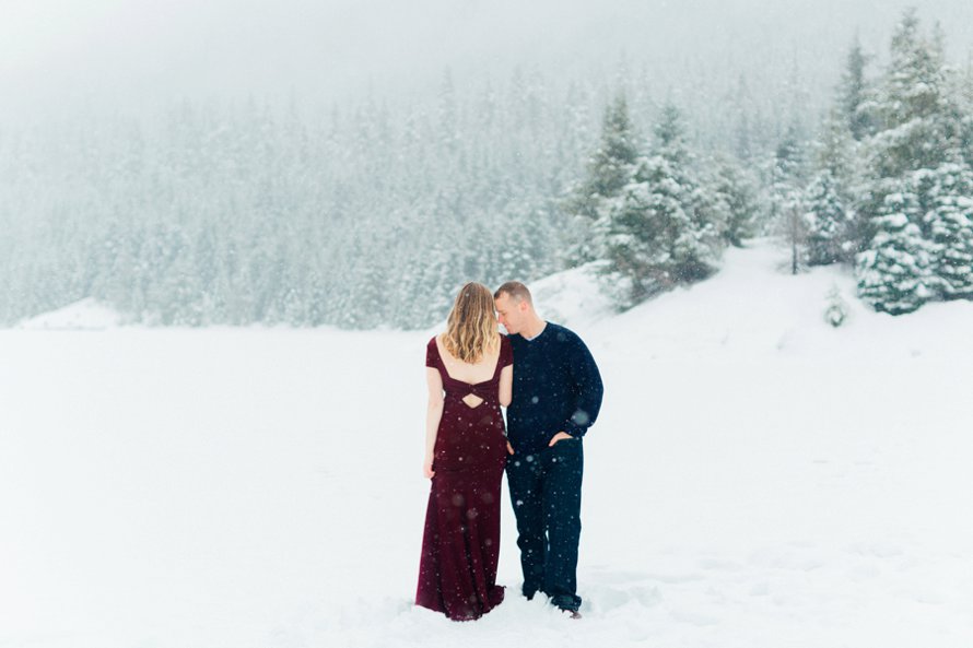 Snowy Engagement Session by Something Minted Photography at Gold Creek Pond | Proposal Photography