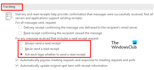 Enable Read Receipts in Microsoft Outlook
