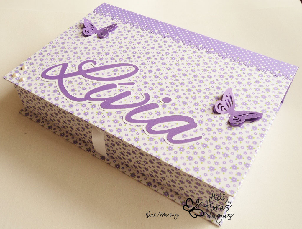 kit livro de mensagens e caixa decorada jardim encantado floral lilás roxo borboleta aniversário menina