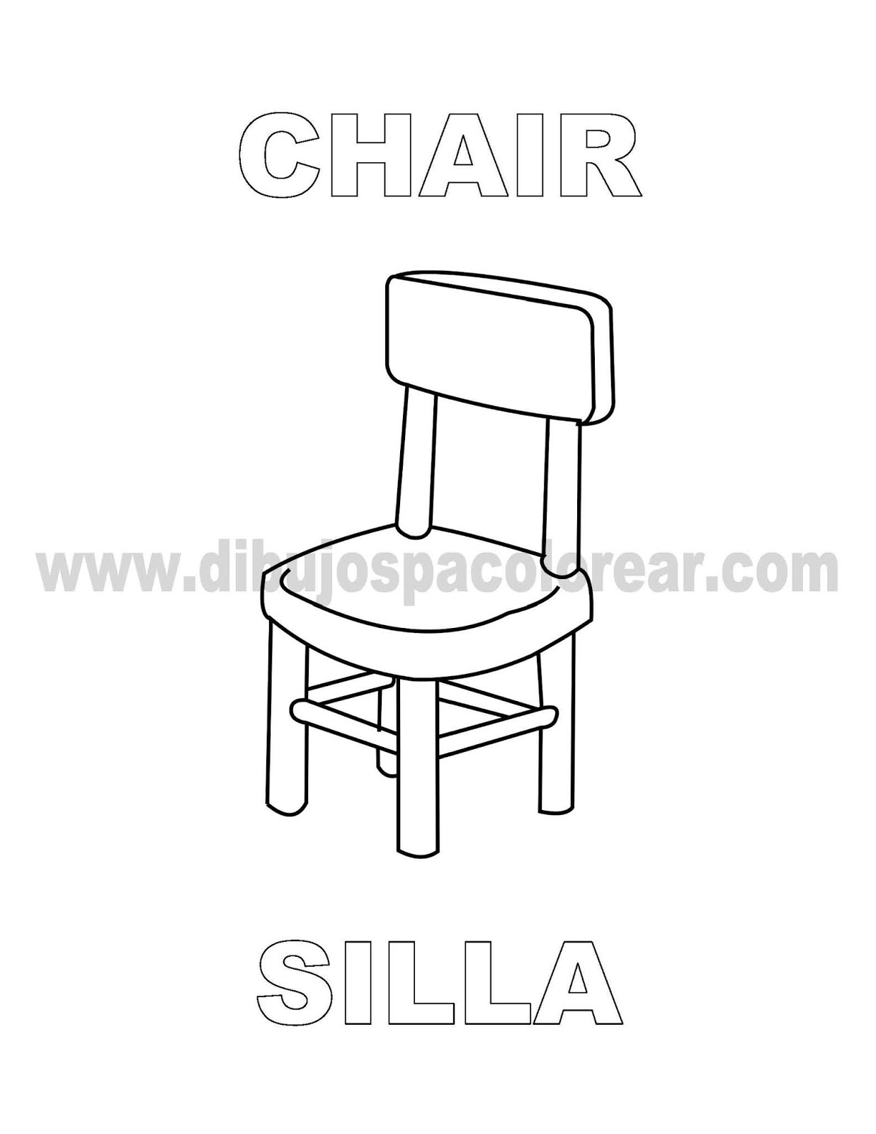 Dibujos Inglés Español con S Chair Silla