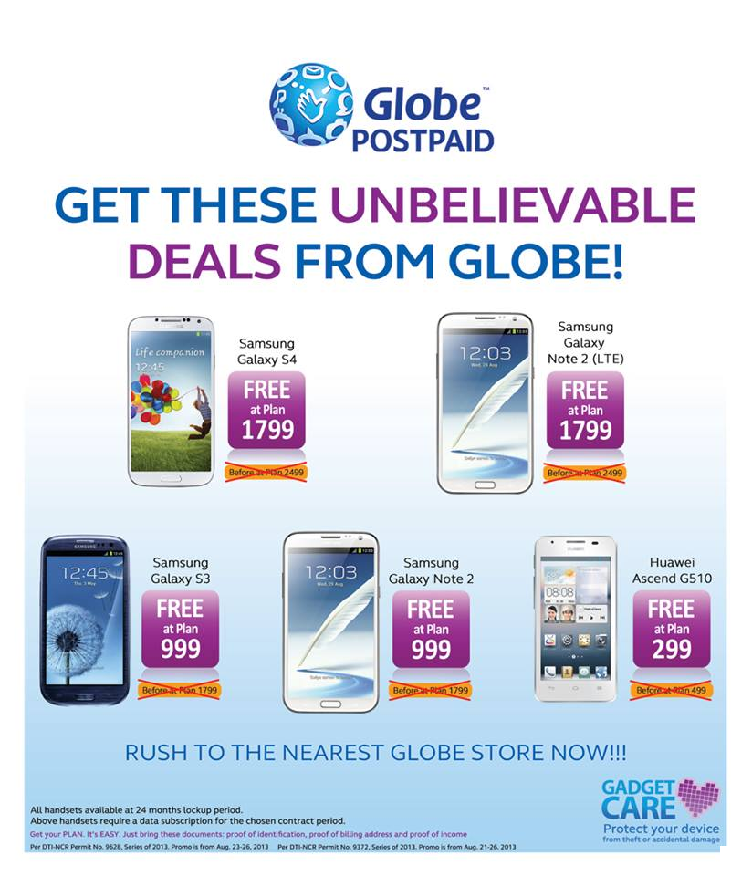 Unbelievable Deals Samsung Galaxy Note II Free at Globe's Plan 999