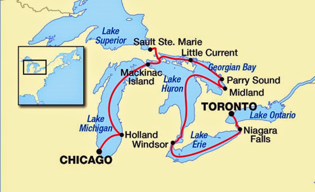 Great Lakes Ferry Routes Map