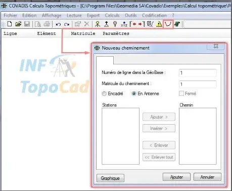 édition geobase, geobase covadis, éléments géobase, calculer les points, calcul topométriques, points topographique, rattachement, altimétrique, station, covadis geobase.