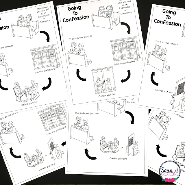 Different picture options help your visual learners have a better understanding of the steps of confession.