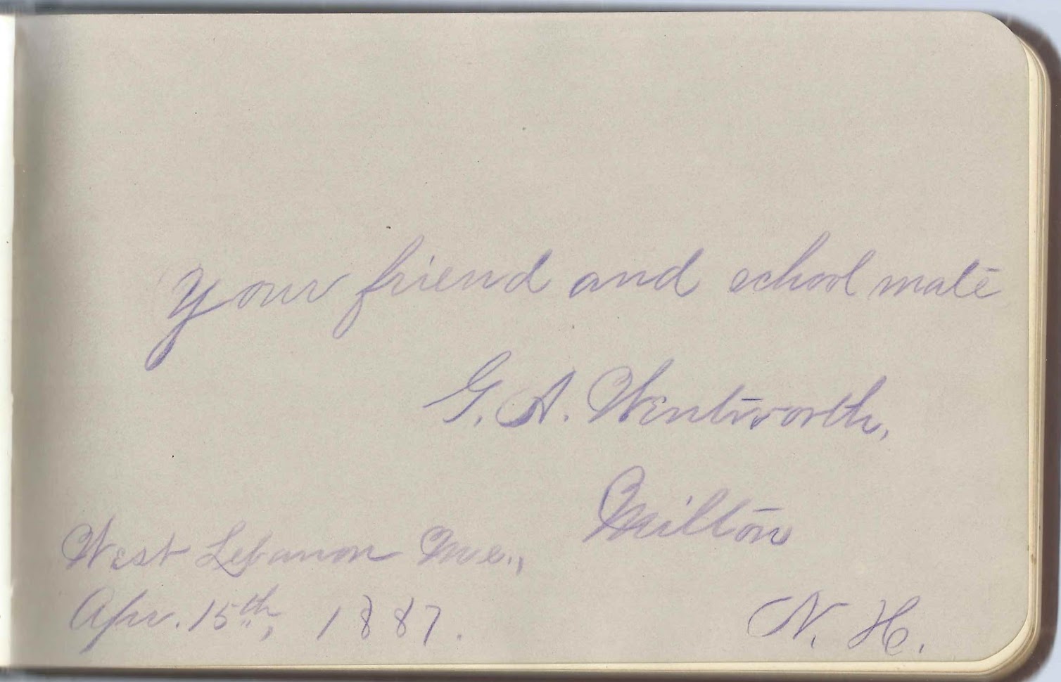 Heirlooms Reunited 18871891 Autograph Album of Wilmer of West Lebanon