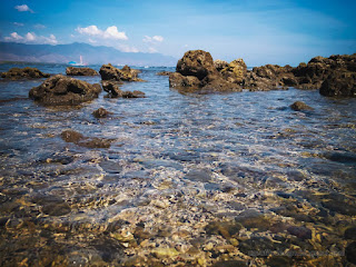 Clear Sea Water Among The Rocks Of Tropical Fishing Beach In The Sunny Morning At The Village Umeanyar North Bali Indonesia