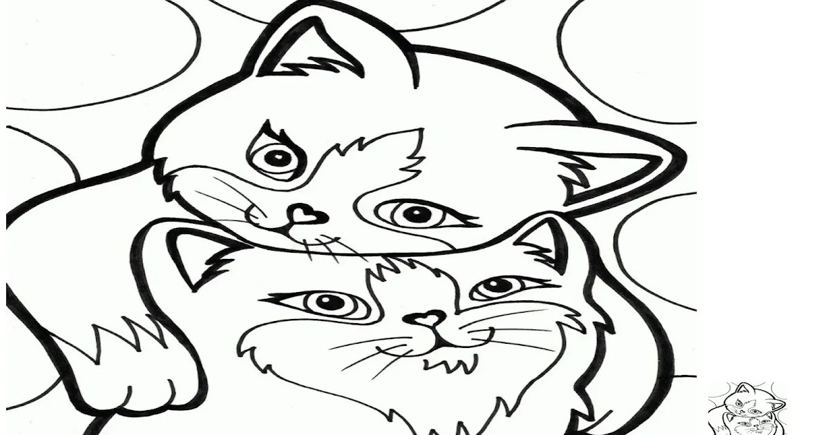 Coloring Page Of Two Kittens Hugging