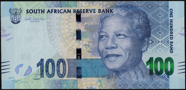 South African Currency 100 Rand banknote 2012 President Nelson Mandela