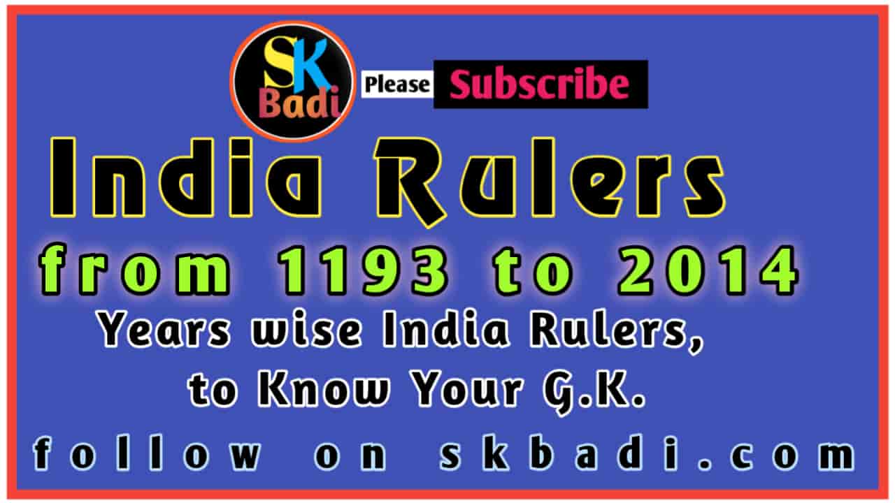 India Rulers From 1193 to Till Now SKBadi