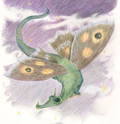 Dragon flying at the moth hour of eve