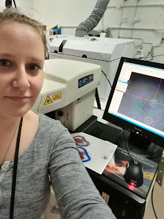 Me working with the LA-ICP- MS instrument at BGS Keyworth.