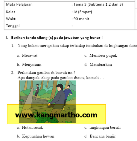 Soal Uas Pas Kelas 4 Tema 3 Sd Kurikulum 2013 Guru Berbagi