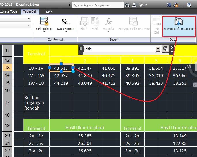 MEMBUAT DATA LINK MS EXCEL KE AUTOCAD