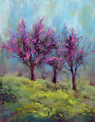 tree painting pastel spring karen margulis trees paintings signs redbud easy watercolor canvas landscape peinture redbuds pastels paysage artist roadside